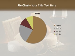 A Glass Of Wine, Cheese And Bread On A Table PowerPoint Template