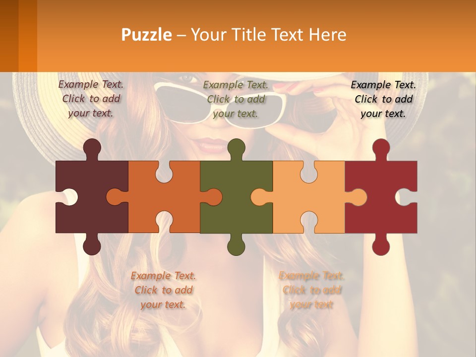 A Beautiful Woman Wearing A Hat And Sunglasses PowerPoint Template