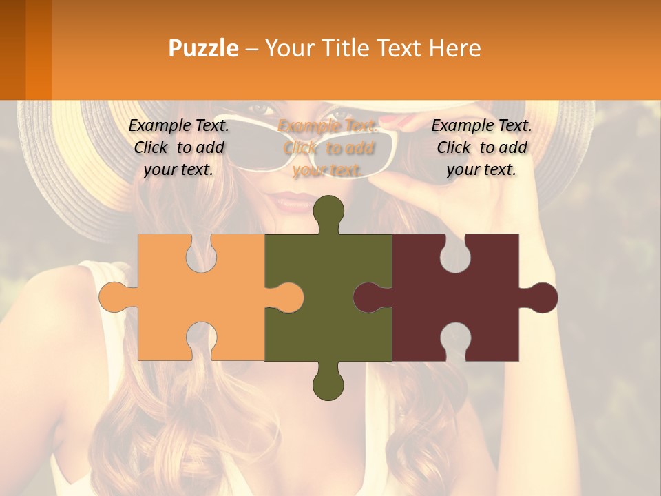 A Beautiful Woman Wearing A Hat And Sunglasses PowerPoint Template