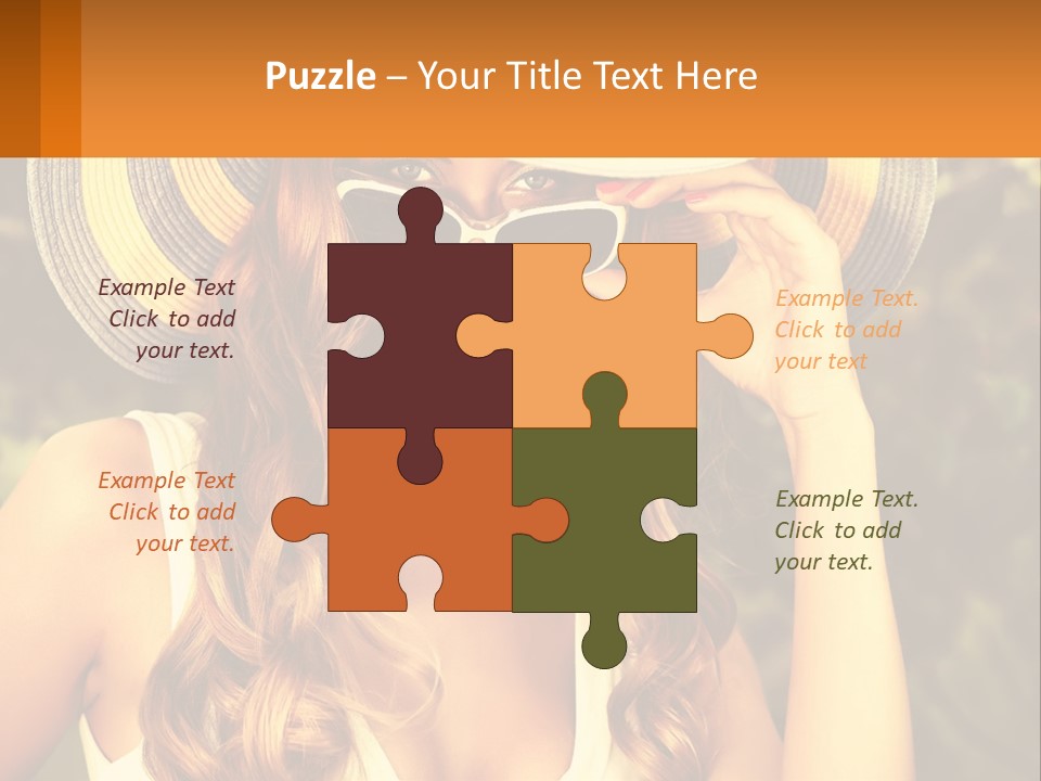 A Beautiful Woman Wearing A Hat And Sunglasses PowerPoint Template