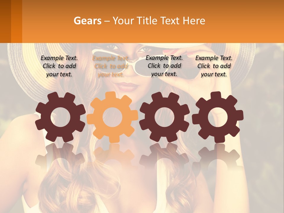 A Beautiful Woman Wearing A Hat And Sunglasses PowerPoint Template