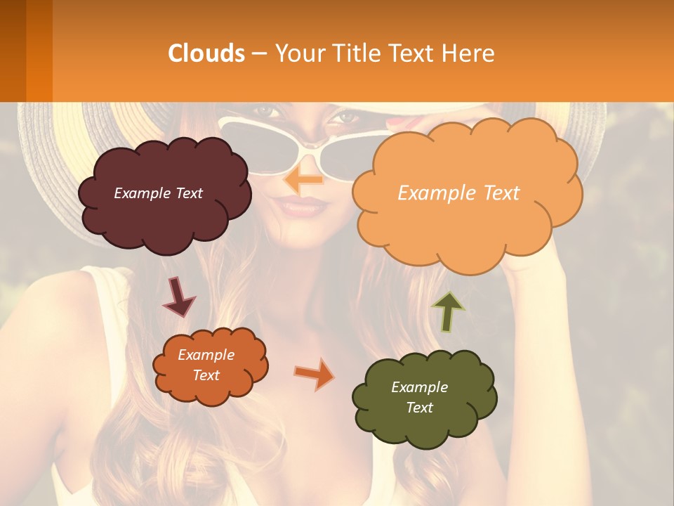 A Beautiful Woman Wearing A Hat And Sunglasses PowerPoint Template