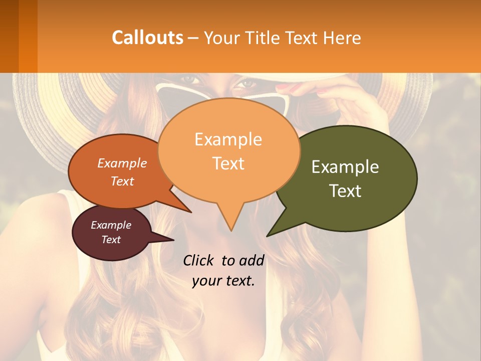 A Beautiful Woman Wearing A Hat And Sunglasses PowerPoint Template