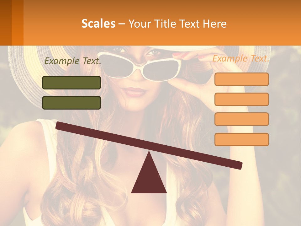 A Beautiful Woman Wearing A Hat And Sunglasses PowerPoint Template