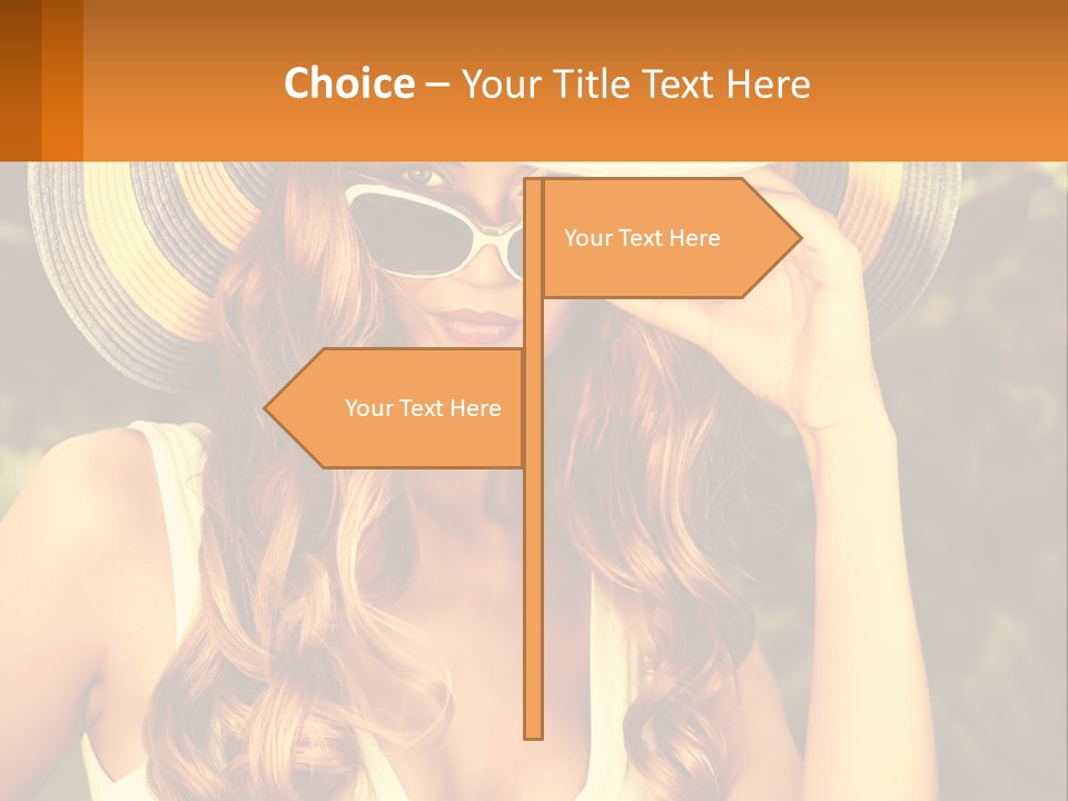 A Beautiful Woman Wearing A Hat And Sunglasses PowerPoint Template