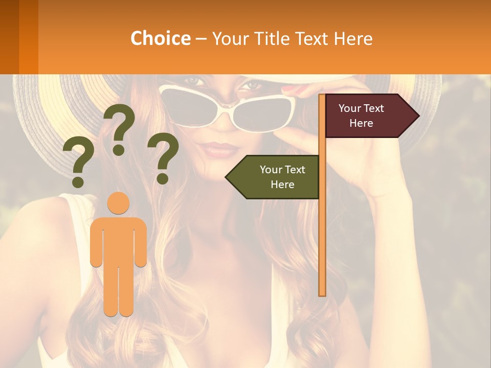 A Beautiful Woman Wearing A Hat And Sunglasses PowerPoint Template