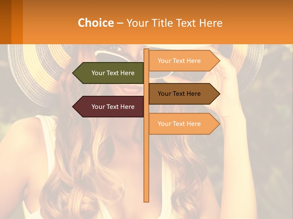 A Beautiful Woman Wearing A Hat And Sunglasses PowerPoint Template