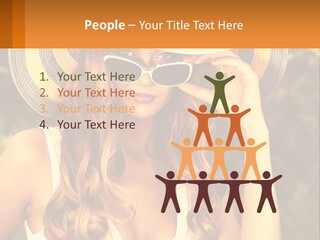 A Beautiful Woman Wearing A Hat And Sunglasses PowerPoint Template