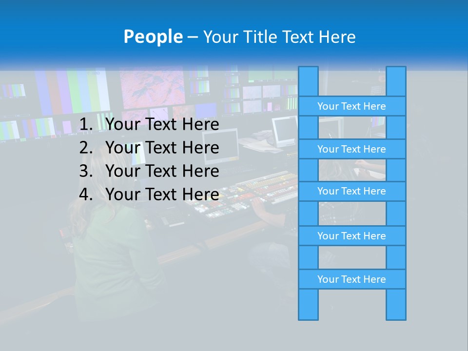 A Group Of People Sitting At A Desk With Computers PowerPoint Template