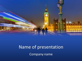 The Big Ben Clock Tower Towering Over The City Of London At Night PowerPoint Template
