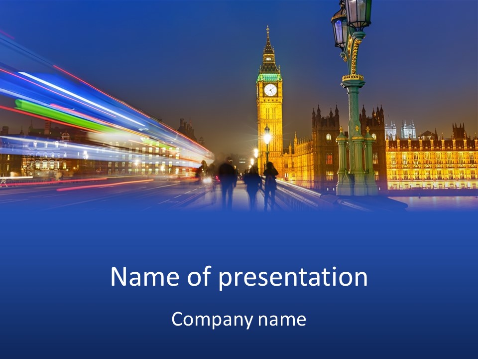 The Big Ben Clock Tower Towering Over The City Of London At Night PowerPoint Template