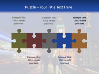 The Big Ben Clock Tower Towering Over The City Of London At Night PowerPoint Template