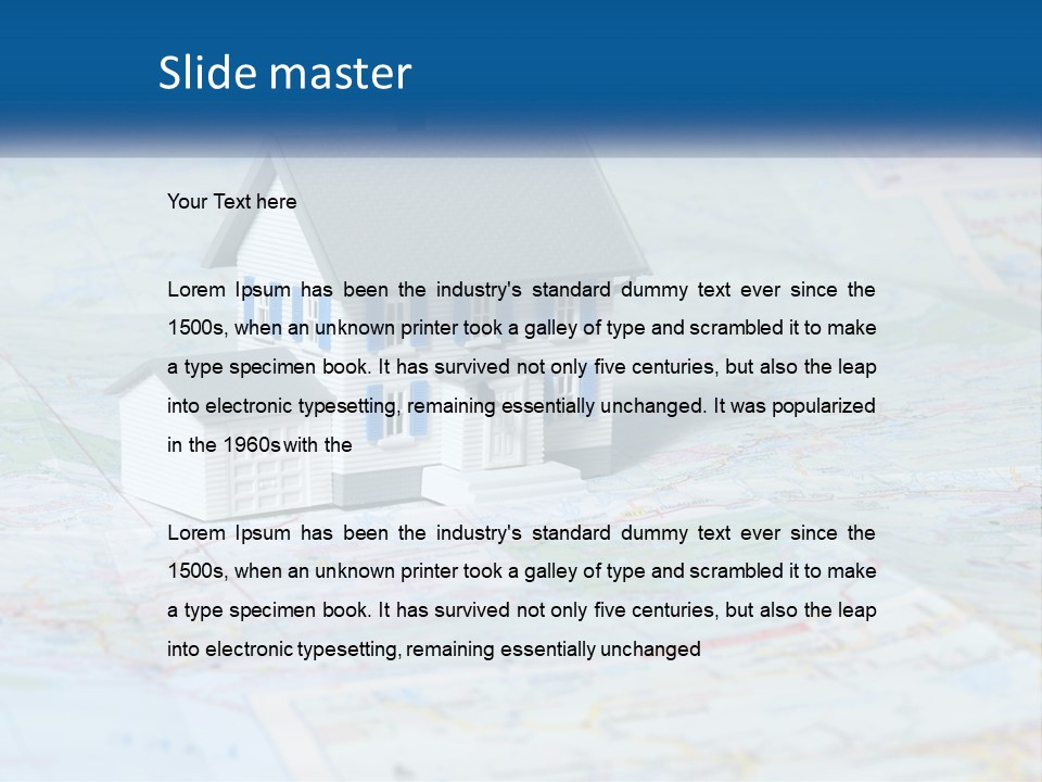 A Small Model House Sitting On Top Of A Map PowerPoint Template