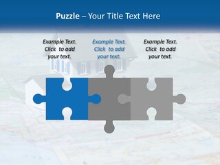 A Small Model House Sitting On Top Of A Map PowerPoint Template