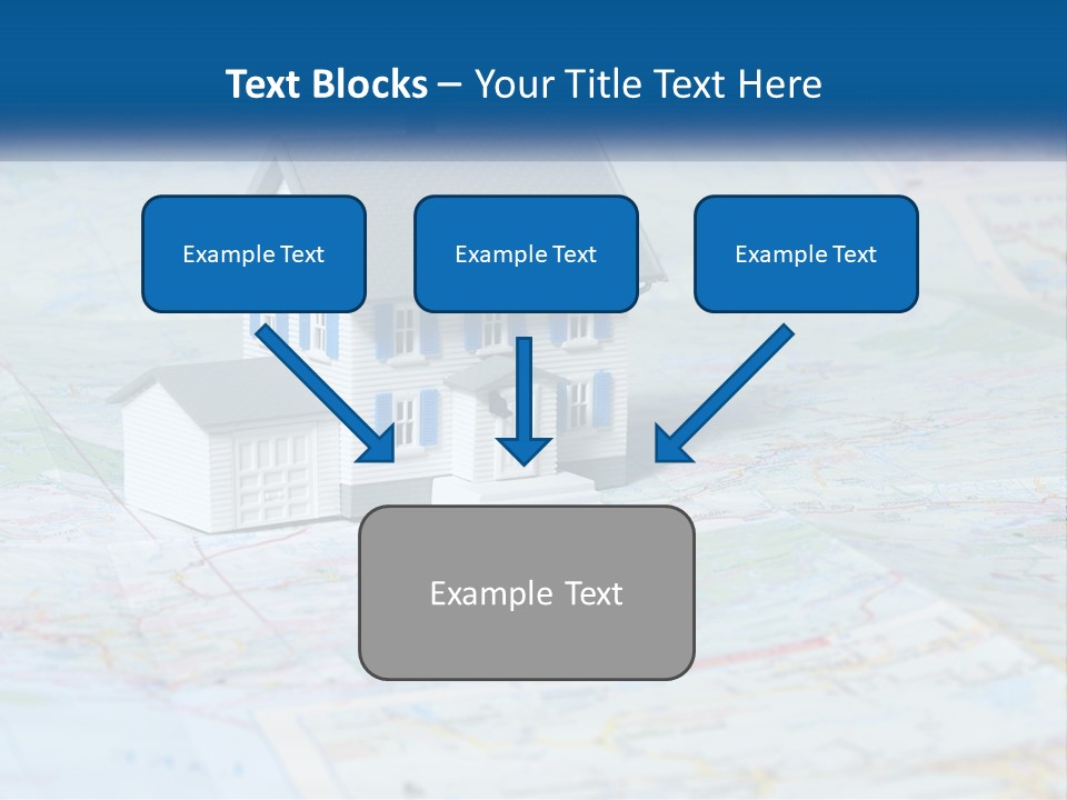 A Small Model House Sitting On Top Of A Map PowerPoint Template