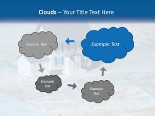 A Small Model House Sitting On Top Of A Map PowerPoint Template