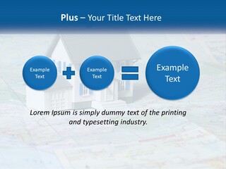 A Small Model House Sitting On Top Of A Map PowerPoint Template