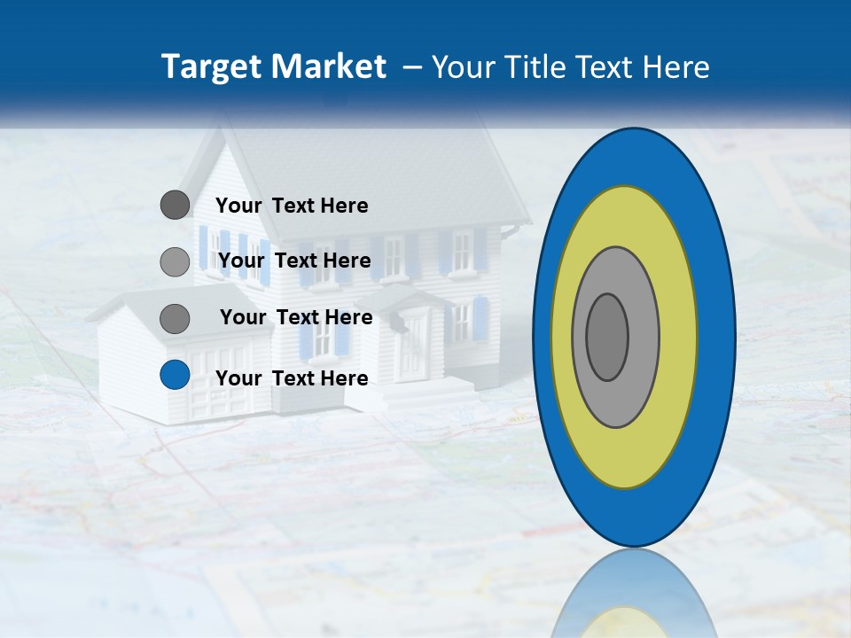 A Small Model House Sitting On Top Of A Map PowerPoint Template