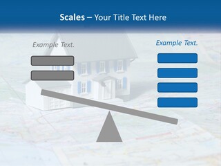 A Small Model House Sitting On Top Of A Map PowerPoint Template