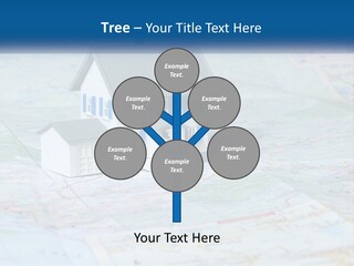 A Small Model House Sitting On Top Of A Map PowerPoint Template