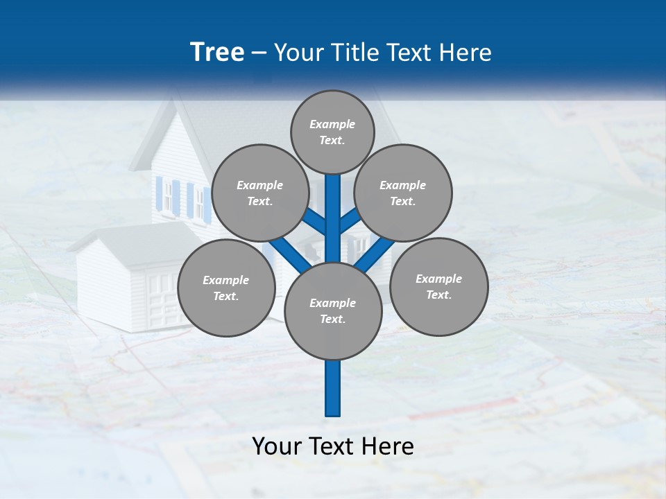 A Small Model House Sitting On Top Of A Map PowerPoint Template