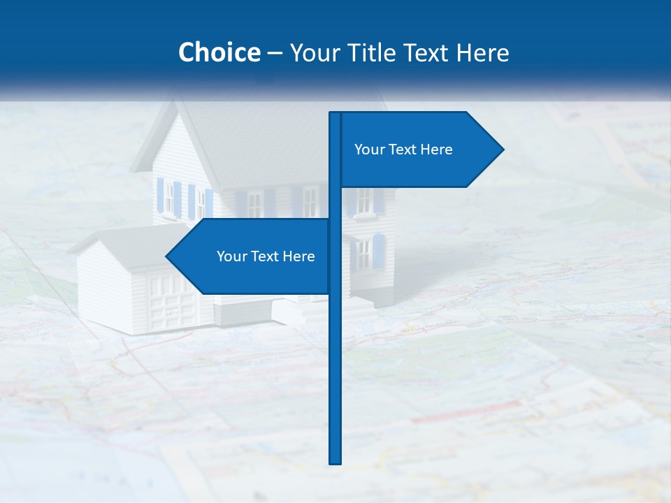 A Small Model House Sitting On Top Of A Map PowerPoint Template