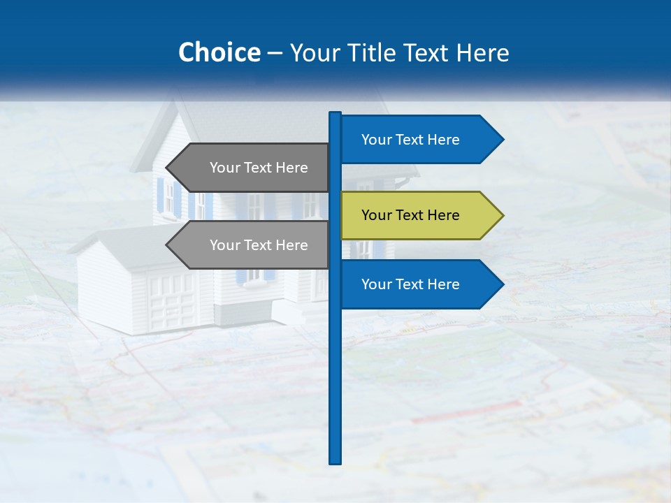 A Small Model House Sitting On Top Of A Map PowerPoint Template