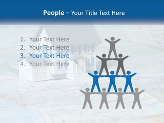 A Small Model House Sitting On Top Of A Map PowerPoint Template