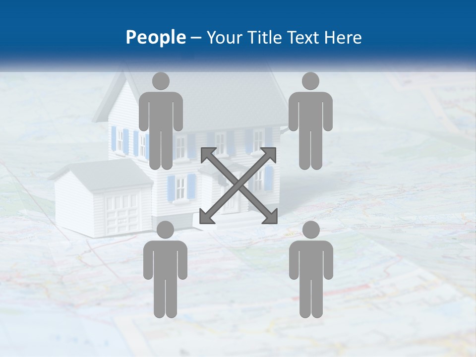 A Small Model House Sitting On Top Of A Map PowerPoint Template