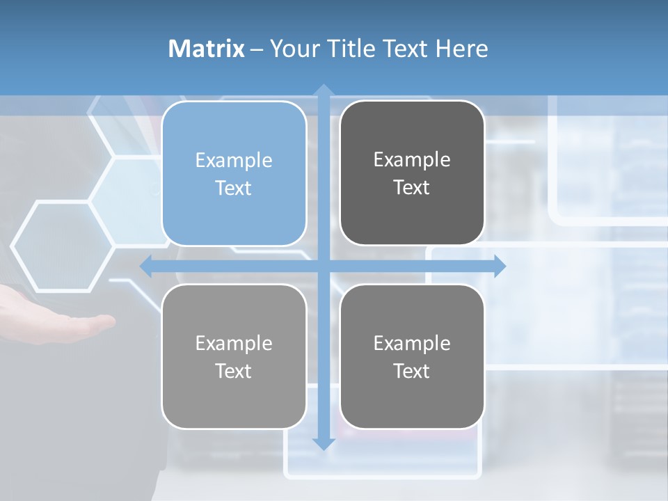 A Man In A Business Suit Holding His Hand Out In Front Of A Server Server PowerPoint Template