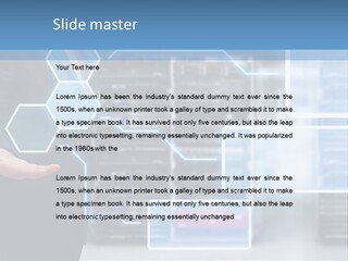 A Man In A Business Suit Holding His Hand Out In Front Of A Server Server PowerPoint Template