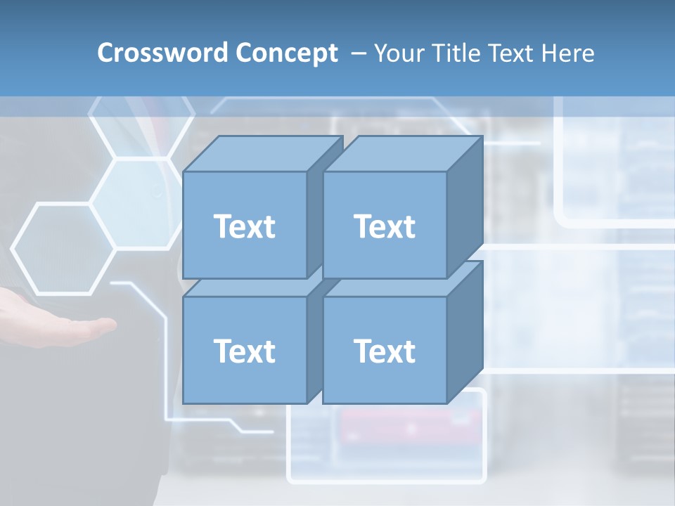 A Man In A Business Suit Holding His Hand Out In Front Of A Server Server PowerPoint Template