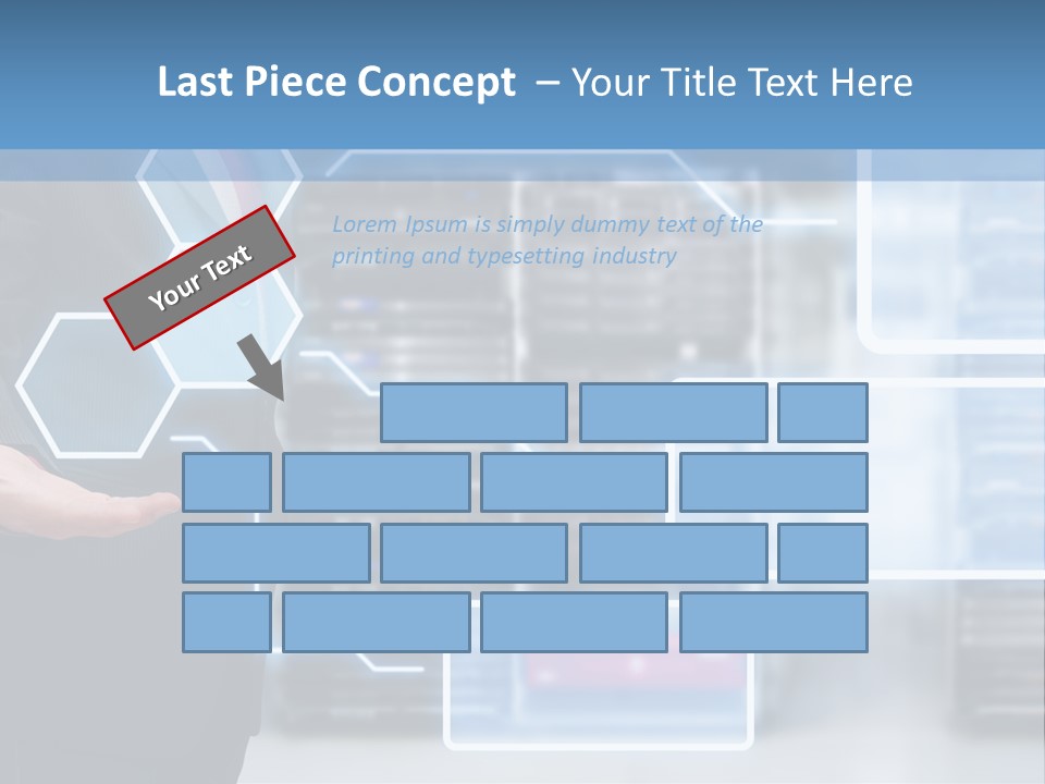 A Man In A Business Suit Holding His Hand Out In Front Of A Server Server PowerPoint Template