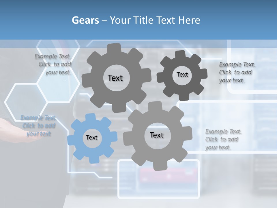 A Man In A Business Suit Holding His Hand Out In Front Of A Server Server PowerPoint Template