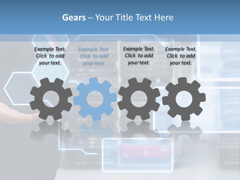 A Man In A Business Suit Holding His Hand Out In Front Of A Server Server PowerPoint Template