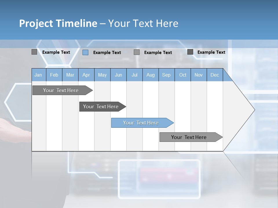 A Man In A Business Suit Holding His Hand Out In Front Of A Server Server PowerPoint Template