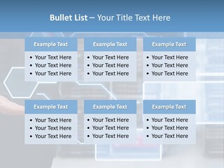 A Man In A Business Suit Holding His Hand Out In Front Of A Server Server PowerPoint Template