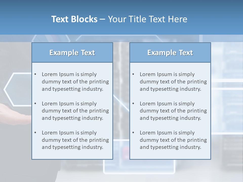 A Man In A Business Suit Holding His Hand Out In Front Of A Server Server PowerPoint Template