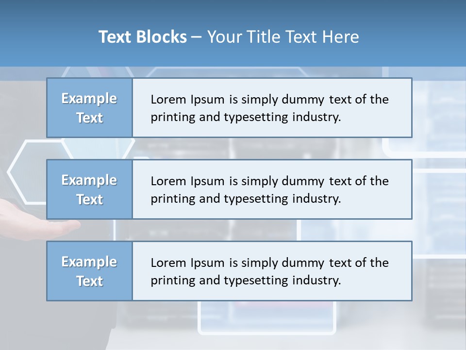 A Man In A Business Suit Holding His Hand Out In Front Of A Server Server PowerPoint Template