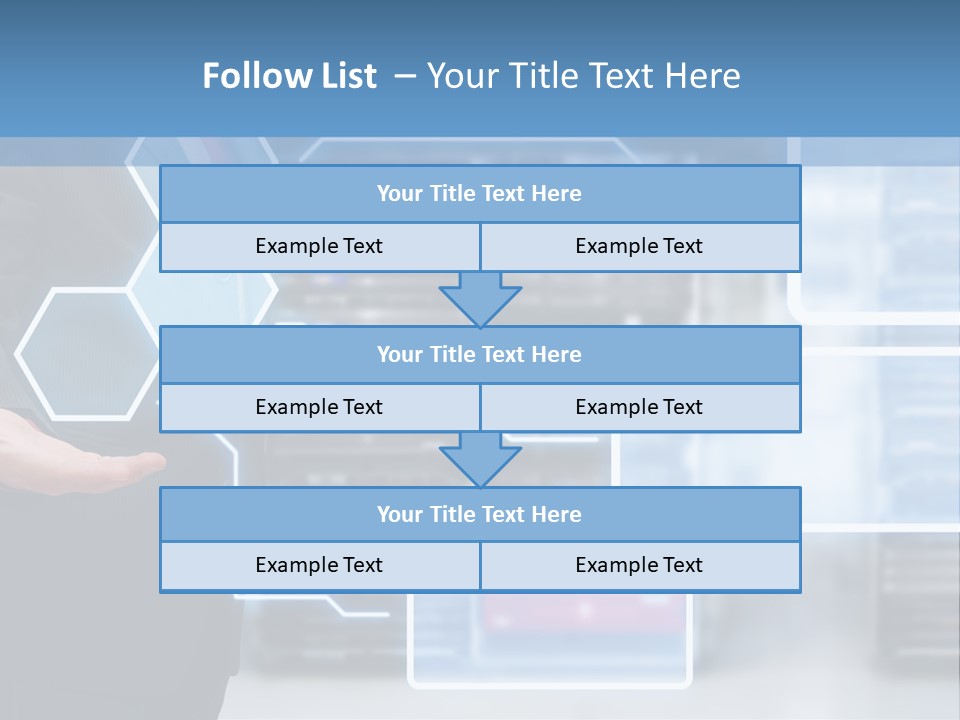 A Man In A Business Suit Holding His Hand Out In Front Of A Server Server PowerPoint Template