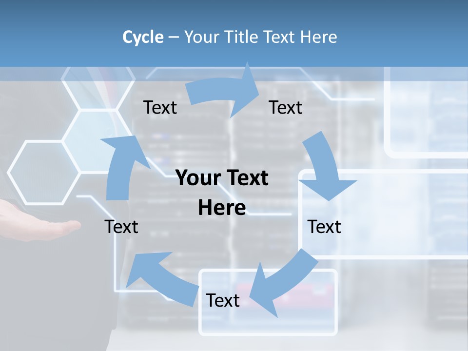 A Man In A Business Suit Holding His Hand Out In Front Of A Server Server PowerPoint Template