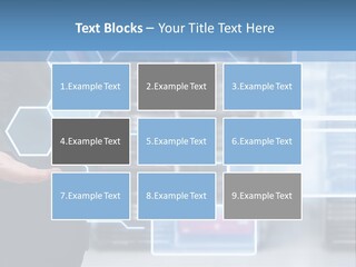 A Man In A Business Suit Holding His Hand Out In Front Of A Server Server PowerPoint Template