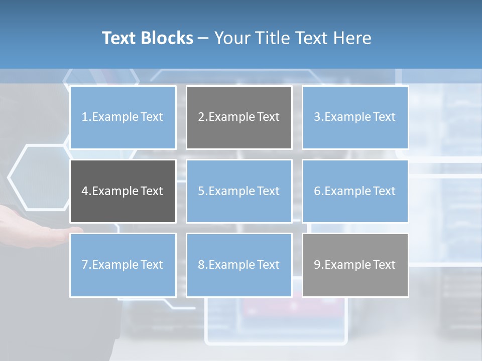 A Man In A Business Suit Holding His Hand Out In Front Of A Server Server PowerPoint Template