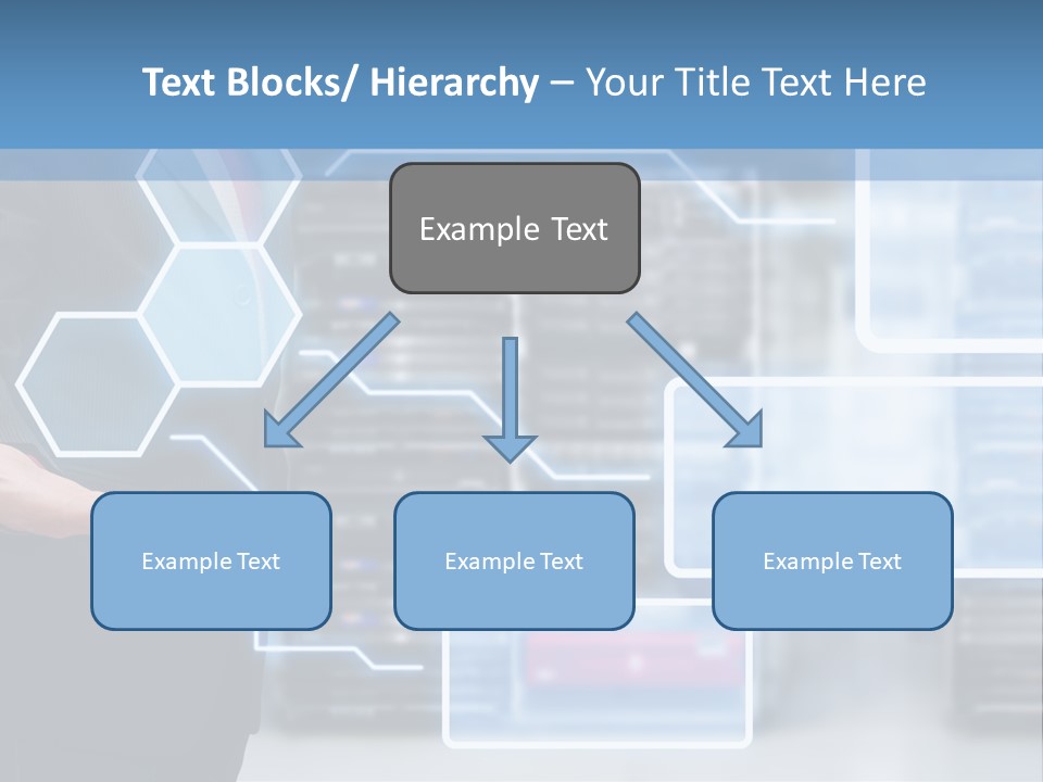 A Man In A Business Suit Holding His Hand Out In Front Of A Server Server PowerPoint Template