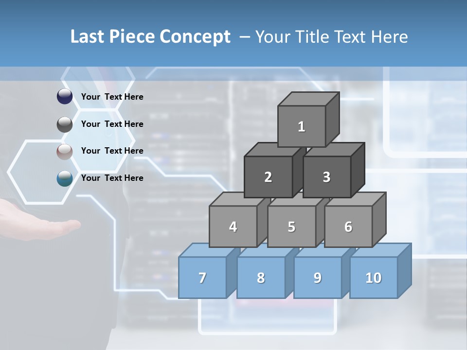 A Man In A Business Suit Holding His Hand Out In Front Of A Server Server PowerPoint Template