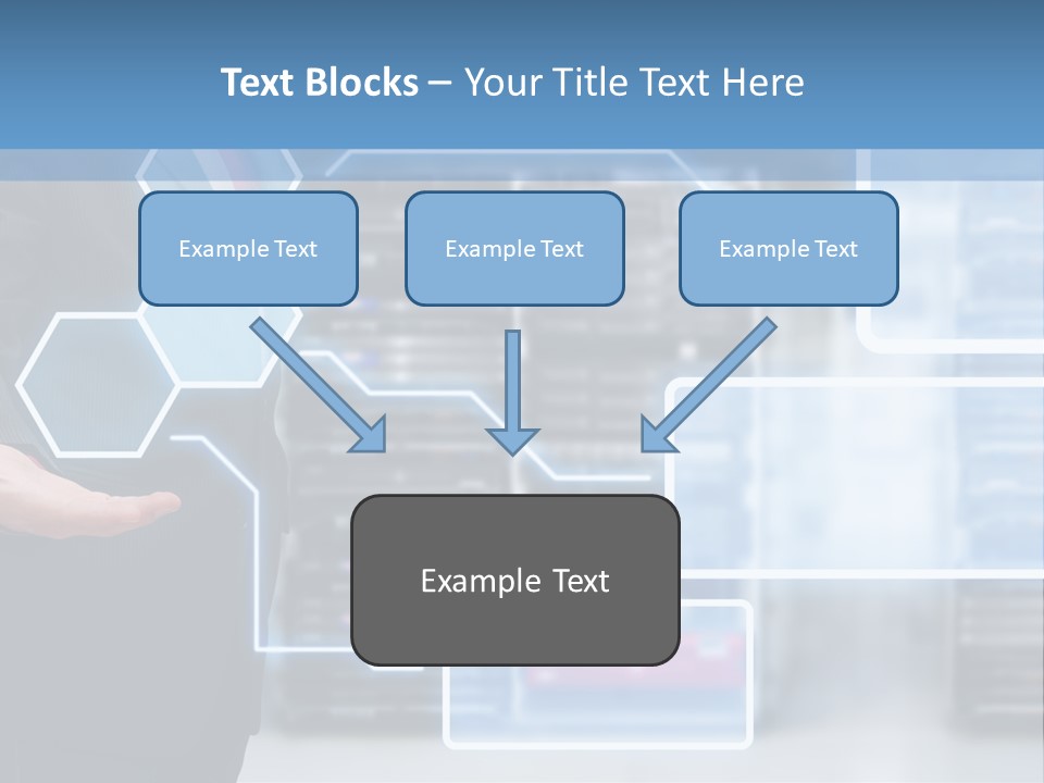 A Man In A Business Suit Holding His Hand Out In Front Of A Server Server PowerPoint Template