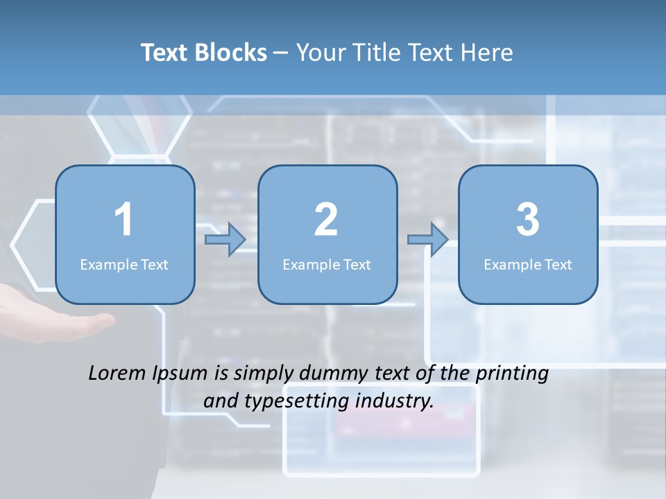 A Man In A Business Suit Holding His Hand Out In Front Of A Server Server PowerPoint Template