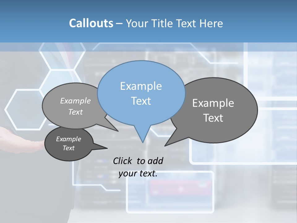 A Man In A Business Suit Holding His Hand Out In Front Of A Server Server PowerPoint Template