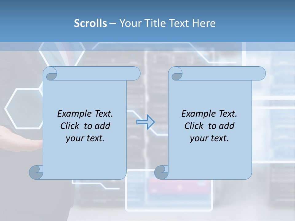 A Man In A Business Suit Holding His Hand Out In Front Of A Server Server PowerPoint Template