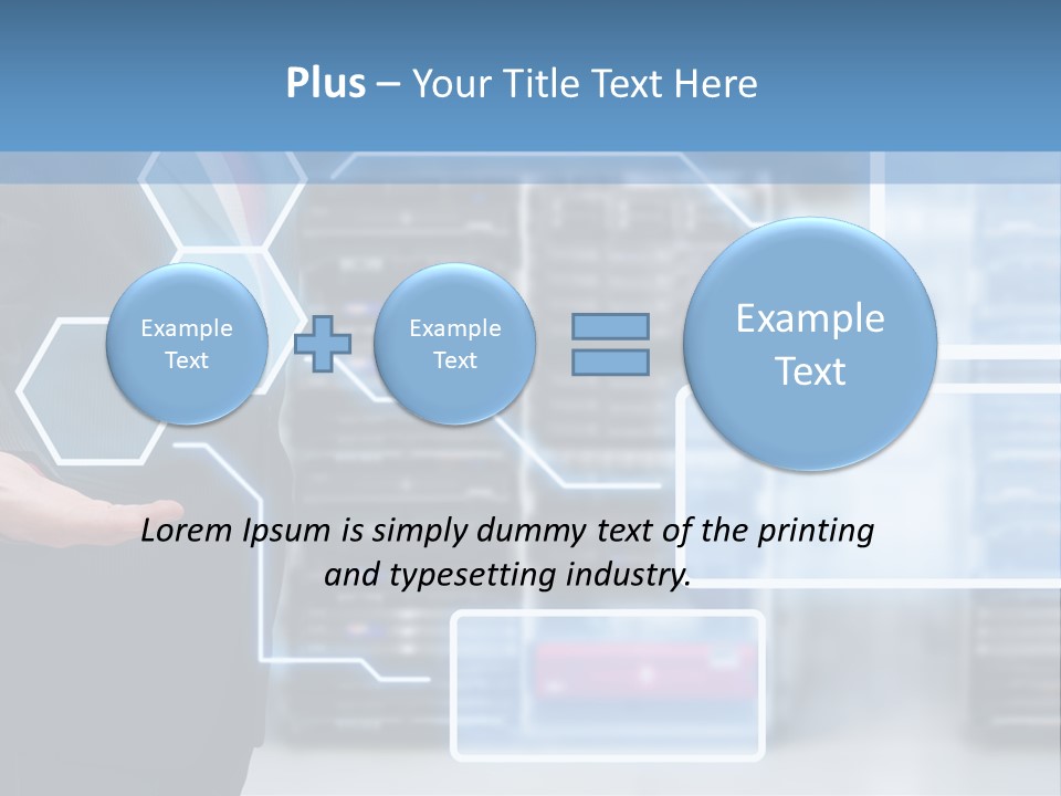 A Man In A Business Suit Holding His Hand Out In Front Of A Server Server PowerPoint Template